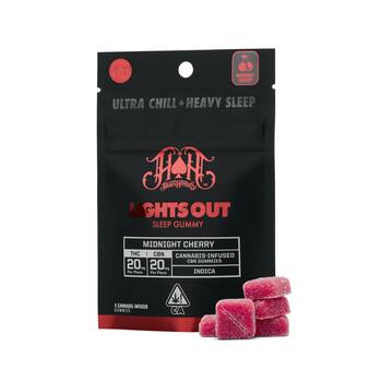 Midnight Cherry | Indica -Lights Out CBN Sleep Gummies-100mg THC |100mg CBN